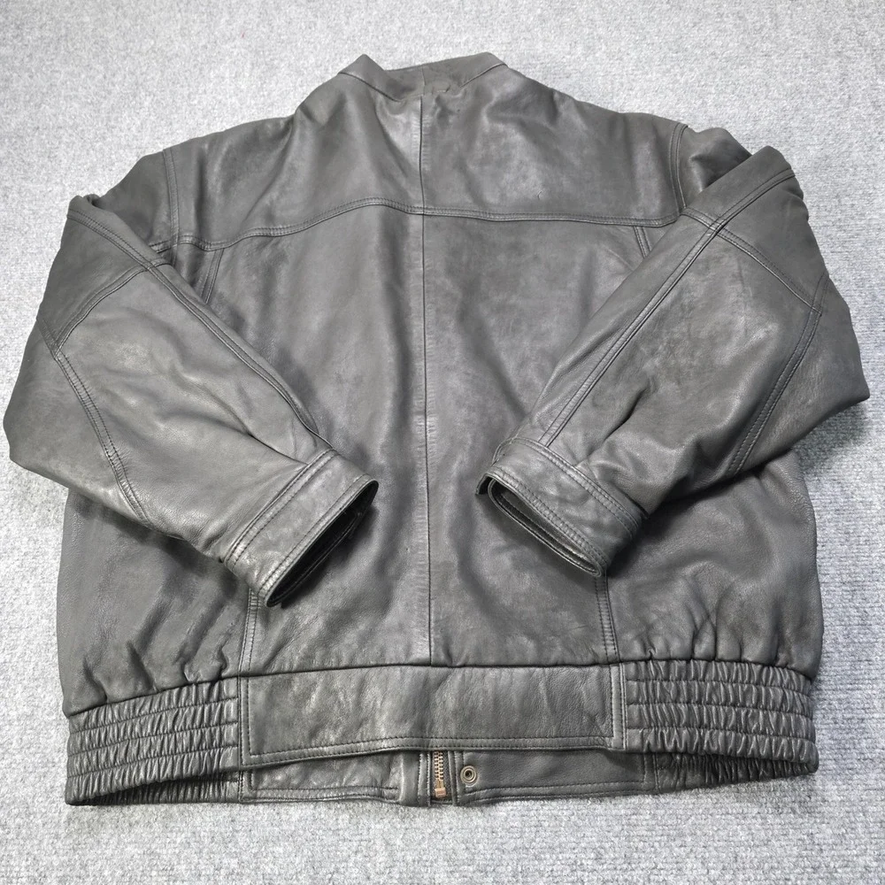 Vintage RedHead‎ Black Leather Bomber Jacket Men's Large Moto Cafe Racer Coat